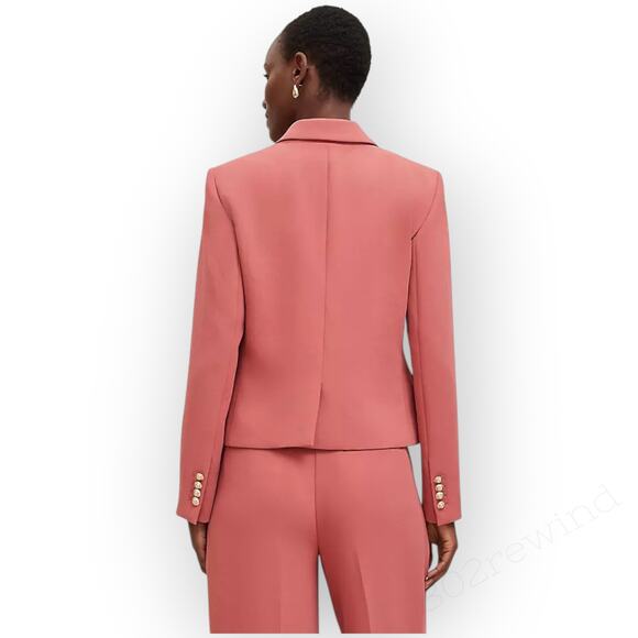 Sz8 NEW AnnTaylor PantSuit Blazer+Pant CrinkleCrepe BurntMauve - Picture 4 of 16